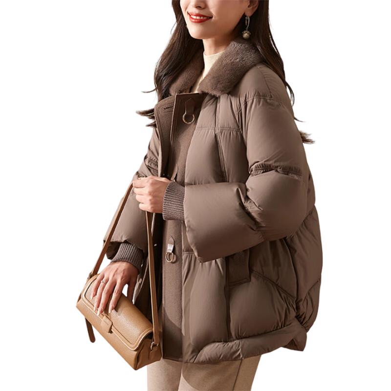 JIANHU Women's Elegant White Duck Down Winter Jacket