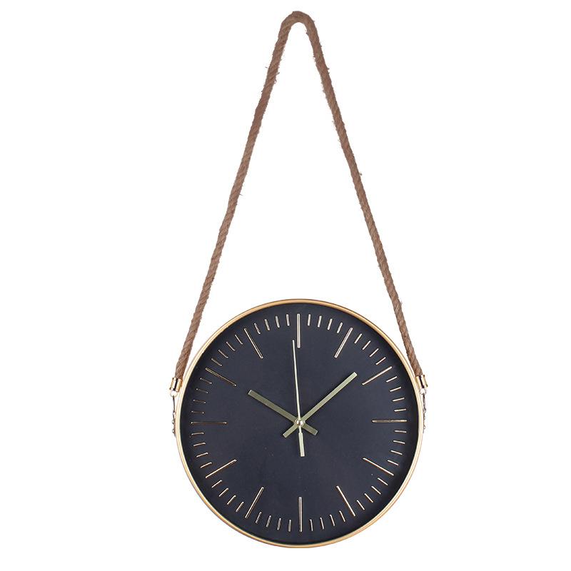 Simple Hanging Rope Wall Clock, Creative Fashion Clock, Wall Clock, Living Room Wall Clock, 12-inch Quartz Clock for Home Use