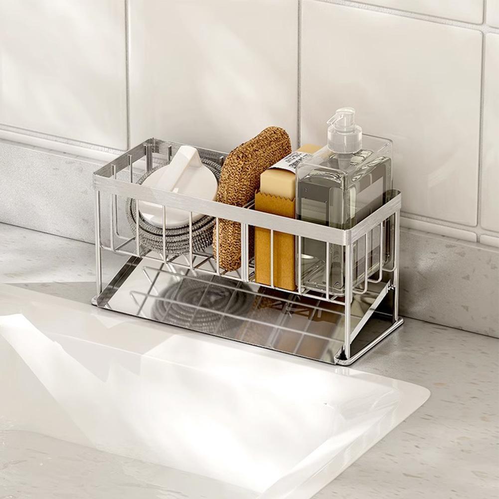Kitchen Counter Organizer Compact Sink Organizer Compact Design Dedicated Compartments Elegant Aesthetics Space Optimization