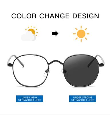1pcs Fashion New Men Women Classic Retro Color Changing Anti Blue Light Metal Frame Glasses Flat Mirror