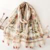 1 Spring And Summer New Bali Yarn Color Printed Scarf Literary Versatile Thin Ethnic Style Shawl Scarf