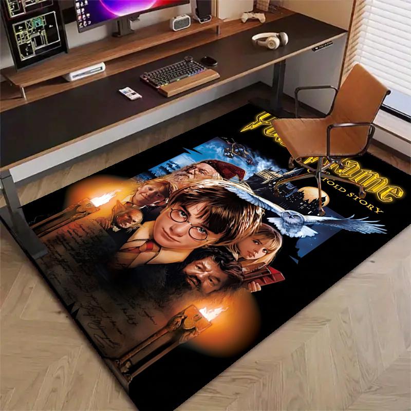Hogwarts Design Area Rug Personalized Name- Non-Slip, Soft & Cozy Floor Mat for Living Room, Office - Indoor/Outdoor Carpet