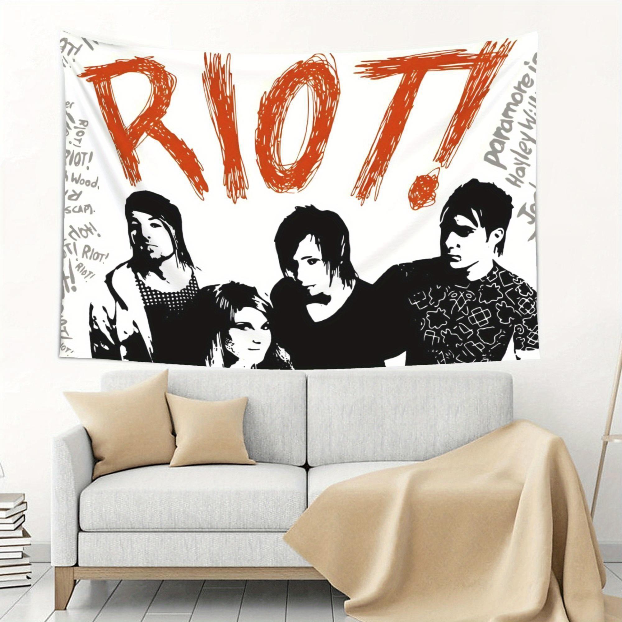 Paramore Riot Minimalist Tapestry Black White Band Members Horizontal Wall Art for Office Study Bedroom 74x94cm(29x37in)