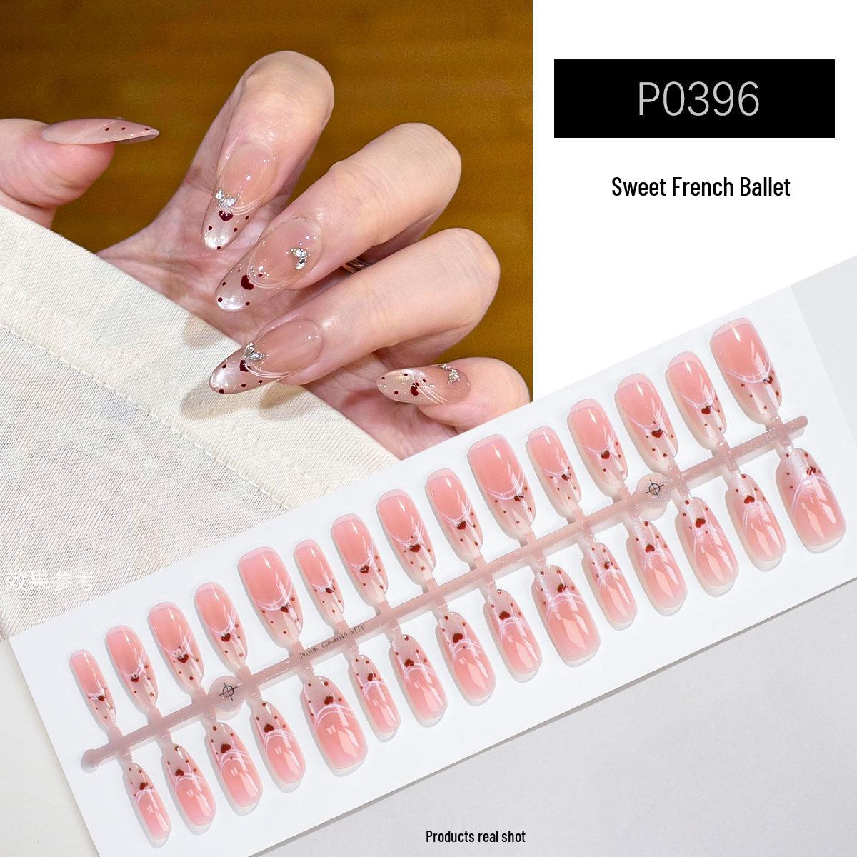 

P394-396 Sweet French Ballet Bow Cat Eye Nail Stickers for a Chic Look