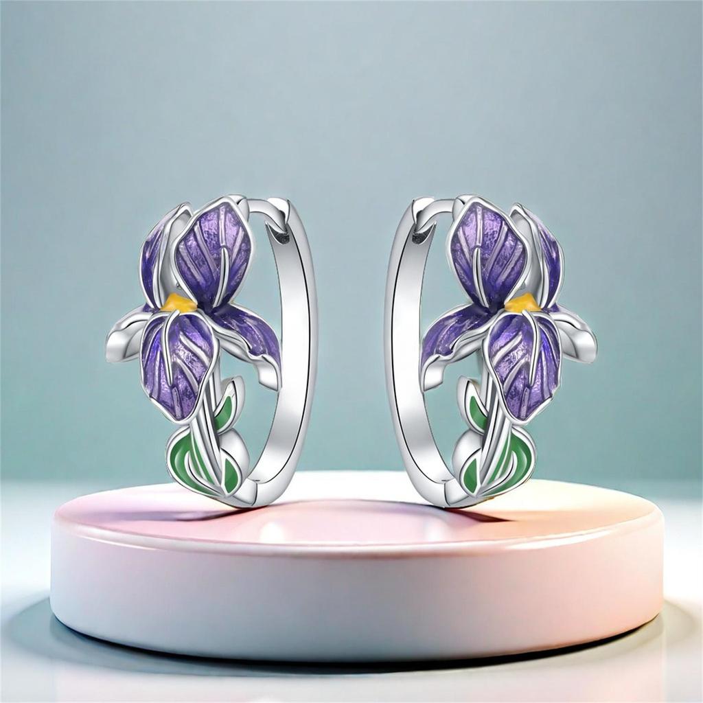 Serie Fiori Viola Gioielli per Orecchini Versatili Cerchi per Donne Gioielli Fini Regali per Feste di Compleanno