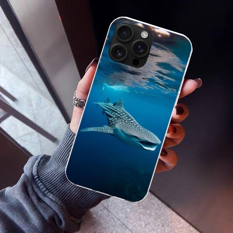 

Ocean Whale Shark Phone Case For iPhone 17 Air 11 13 Mini 14 15 Plus 16 12 Pro Max 16E SE 7 8 Pattern Soft TPU Back Cover 17 Ai iPhone 13 Pro