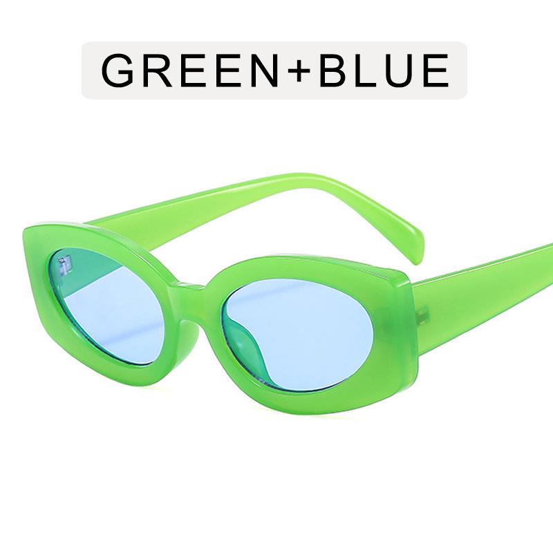 Fashion Rectangle Sunglasses Women Brand Designer Blue Green Oval Frame Sun Glasses Vintage Men Summer Shades Eyewear Uv400