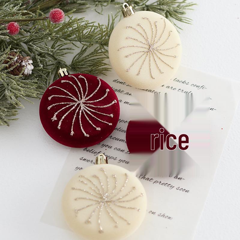 New Dark Wine Red Flocked Christmas Tree Ornament Balls - Irregular Shaped and Painted Pendants