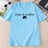 Cats and Coffee Lover Tee Unisex Funny Black Cat Tshirt Casual Round Neck Printed Graphic Tee Summer Cotton Shortsleeve Tee