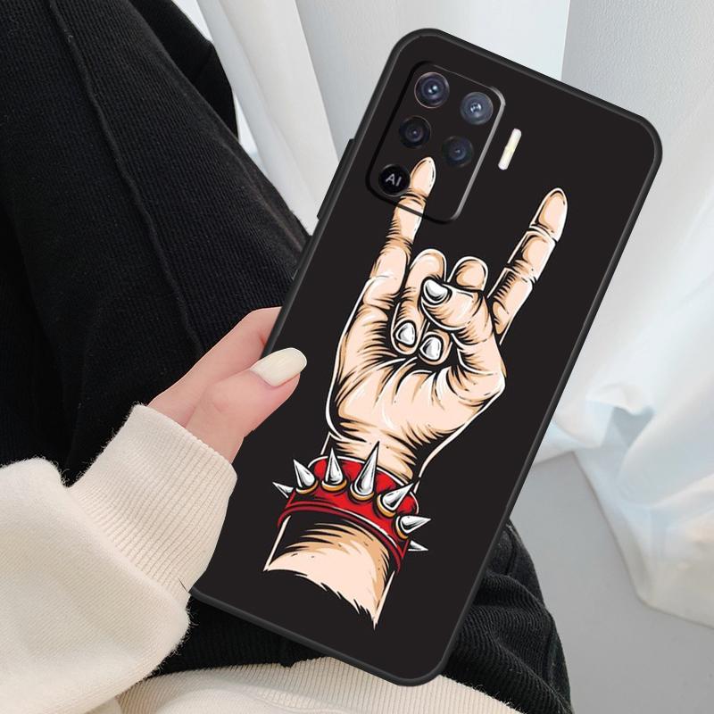 Rock and Roll Skull For OPPO Find X3 X5 Pro A5 A9 A31 A53 A15 A16 A52 A72 A83 A91 A93 A94 A54 A74 A53S Case