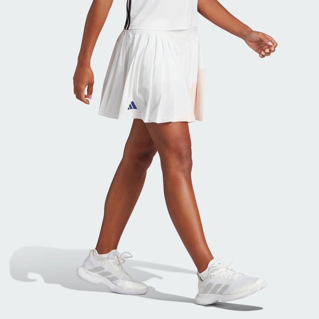 Adidas SS23 Color Block Tennis Pleated Skirt Women Skirt White IA7038