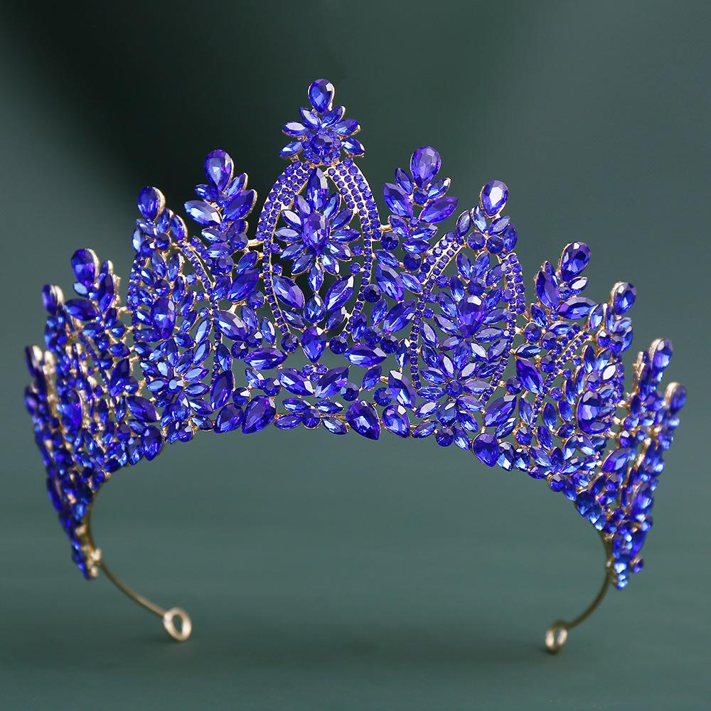Alloy Crystal Bridal Beauty Pageant Crown Tiara Diadem Wedding Hair Accessory for Brides Elegant Headband Headdress