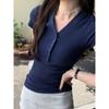 Modal × Cut G V-neck Half-breasted Slim-fitting Short-sleeved T-shirt Women's Summer New Chic