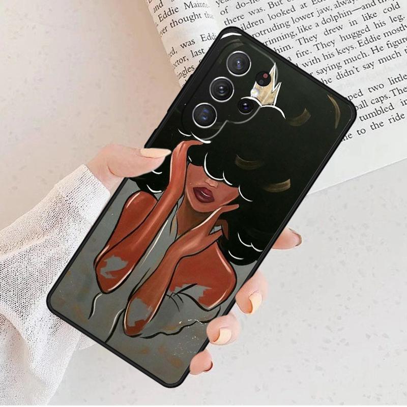 Black African Girl Phone Case For Samsung Galaxy S25 S23 S30 S8 S21 S20 FE S24 S22 Note 10 20 S8 Plus Lite Ultra