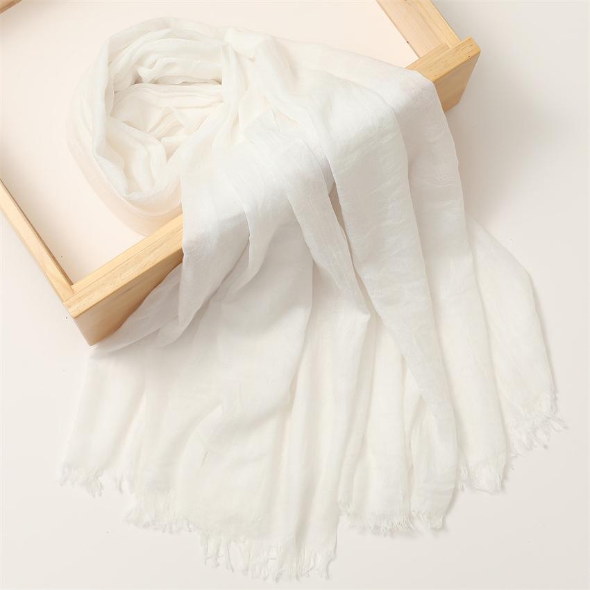 Foreign Trade Silk Scarf Cotton And Linen Headscarf Women'S Spring And Summer Solid Color Japanese And Korean Scarf Sun Protection Warm Shawl Hair