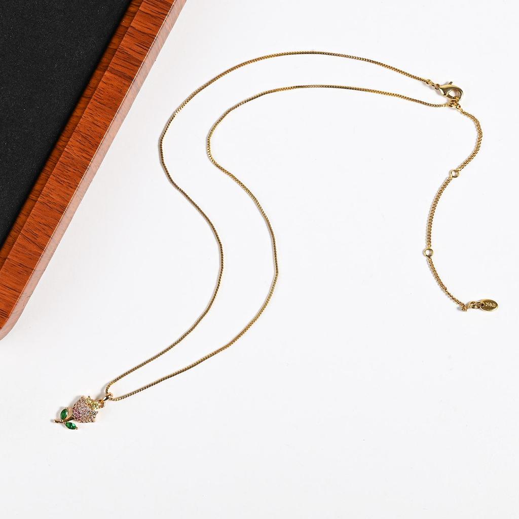Elegant Rhinestone Tulip Necklace: Creative, Personalized Clavicle Chain in European & American Niche Fashion Style
