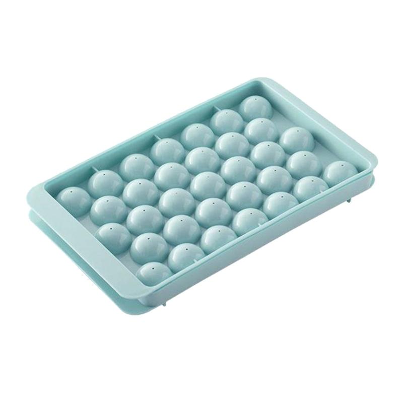 

Food Safe Round Ice Cubes Tray With Lid Plastic Ice Mold For Homemades Ice Ball Maker Cocktails Beverages Easy Removal синий