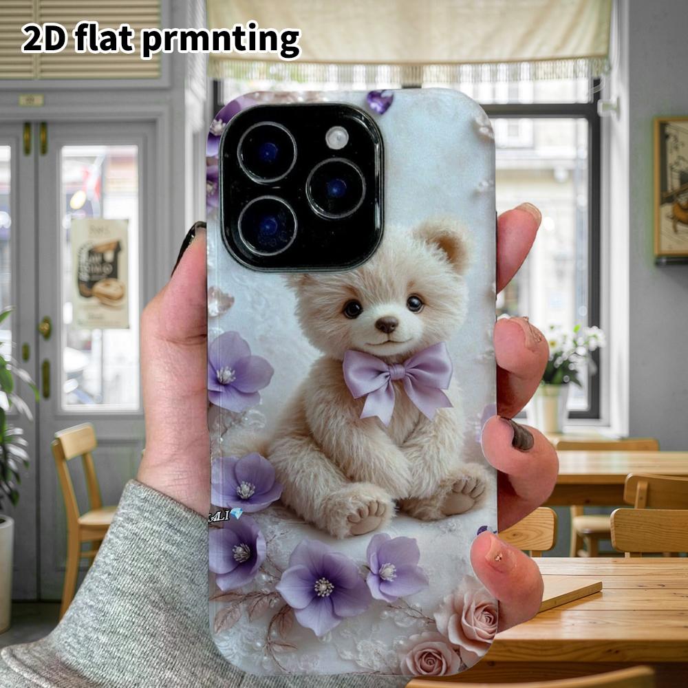 Phone Case: 2D Flat Design Suitable for iPhone 18 17 16 15 14 13 Pro Film Protective Case, Couple Style, Light Brown Bear, Christmas and Halloween Gif