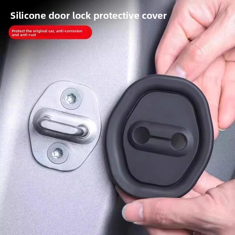 4KS Vylepšený Kryt Zámku Dveří Auta, Silikonový Kryt Zámku Dveří Auta pro Ochranu Dveří Auta a Snížení Hluku, Univerzální