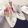 Elegant Ladies Square Scarf for Women Floral Print Versatile Seasonal Decorative Necktie Fashionable Headband Bandana