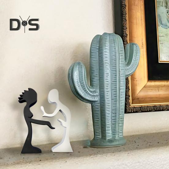 Abstraktes Paar-Holzornament, Mann-Frau-Silhouette, Statue, Harmonie zwischen Paar, Schreibtischdekoration, Geschenk zum Valentinstag und Jahrestag