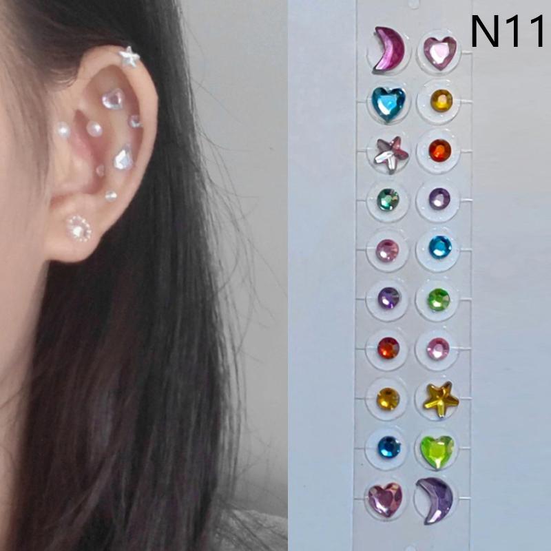 20 Patches Heart Butterfly Bow Rhinestone Ear Point Stickers Ear Pressure Stick Acupuncture Magnetic Beads Auricular Ear Sticker