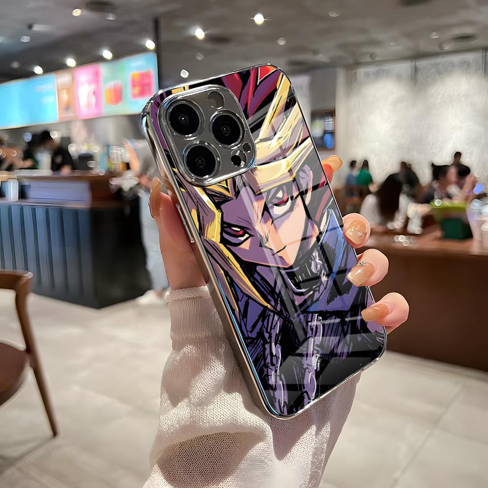Anime Y-YU-Gi-Oh Phone Case For IPhone 17 Pro Max 15 Pro 16 14 Plus 12 13 Mini 11 Pro Shockproof Electroplated Glass Cover