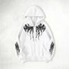 Dark Thorns Black Metal Color-Block Print Zipper Hooded Oversized Sweatshirt for Men and Women, Casual Everyday Wear