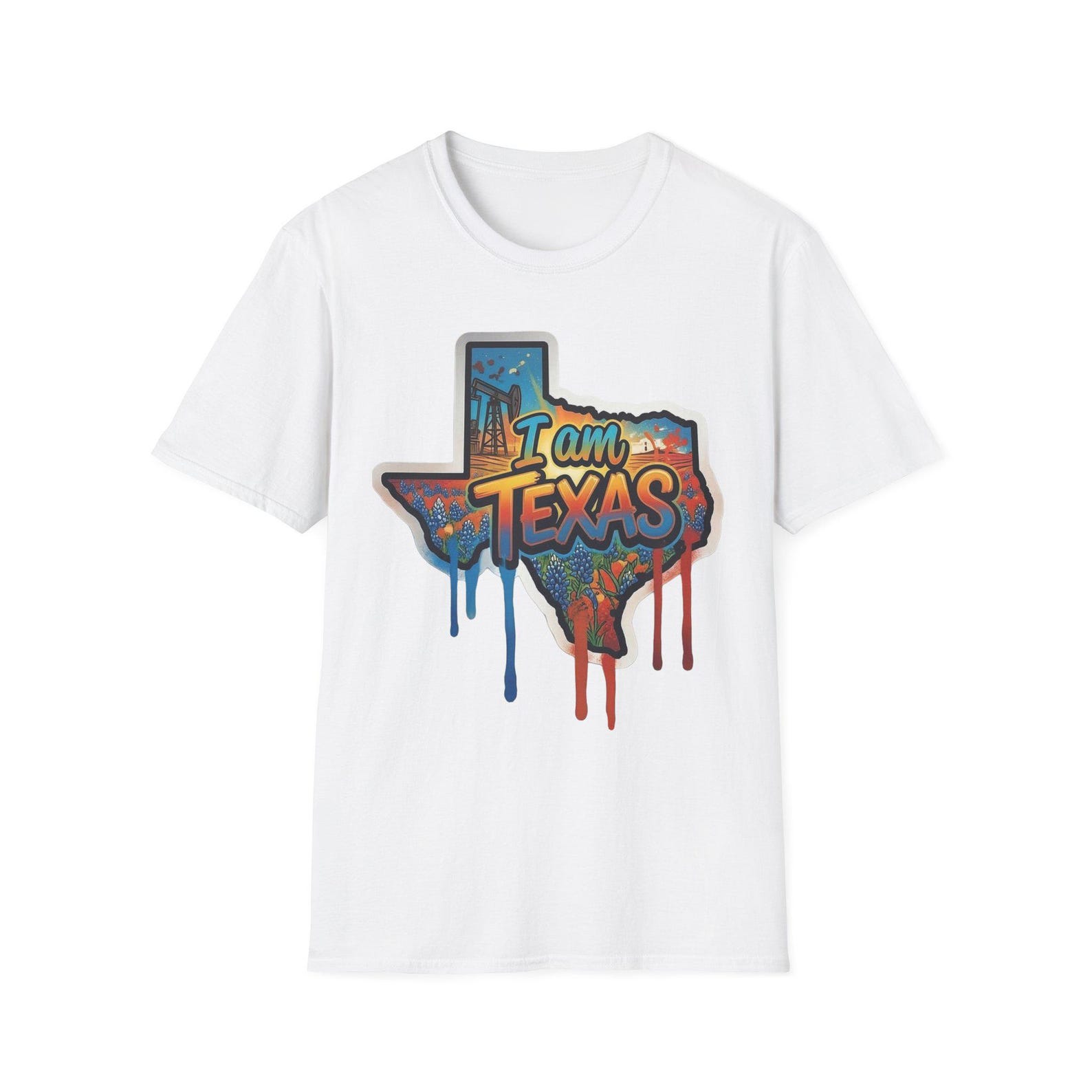 I Am Texas state outline T-Shirt | Texas skyline graffiti design 3XL