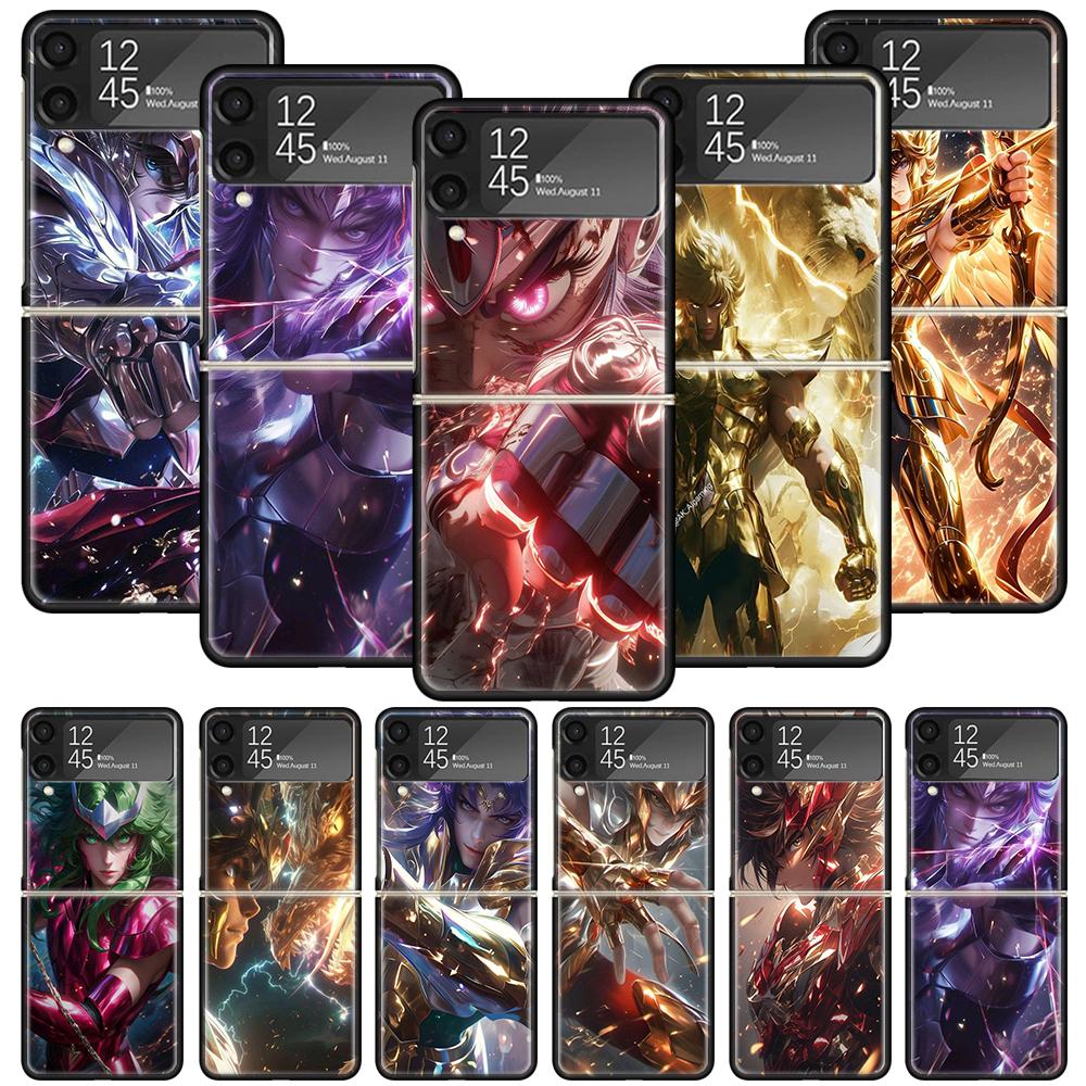 Saint Seiya Cool Phone Case For Samsung Galaxy Z Flip 7 6 5 4 3 5G Shockproof Cover Z Flip7 Flip6 ZFlip5 Flip3 Flip4 Luxury Shel