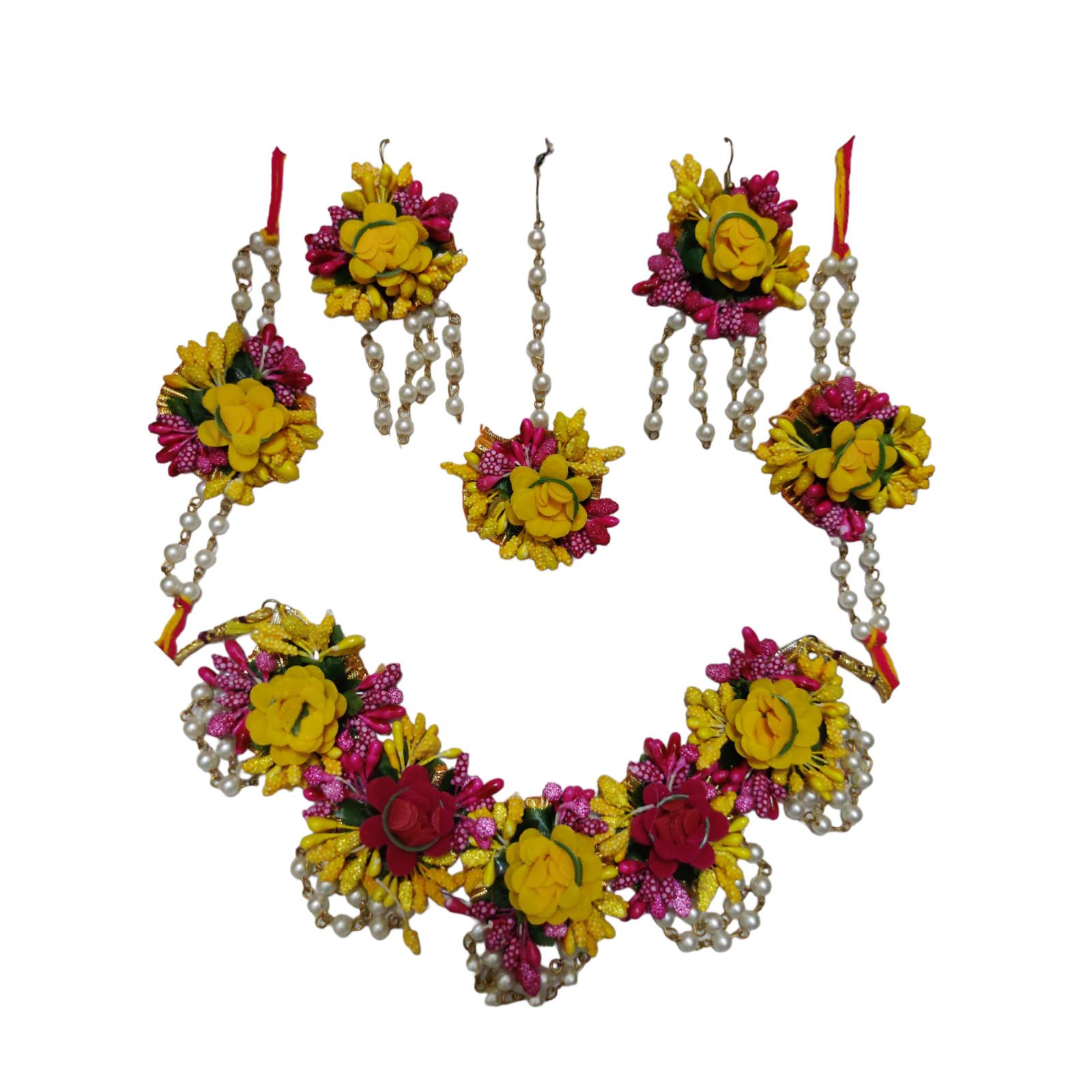 

@ Fabric Flower Radha Krishna Jewellary Set For Haldi Mehendi Janmashtami MJ-444-60%OFF