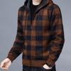 Herren Pullover Jacke Mode Wintermantel Fleece Kapuzenpullover Kariert Kapuze Strickjacke Männliche Oberbekleidung