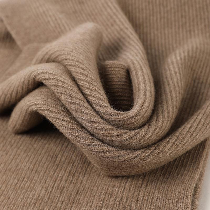 Unisex Solid Cashmere Scarf - Warm Knitted Fashion for Autumn & Winter