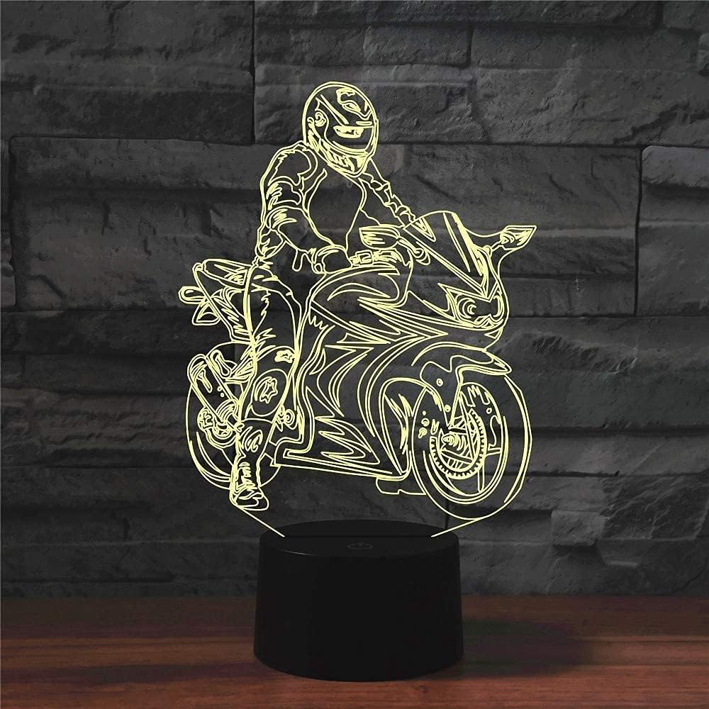 3D Creative Motorcycle Night Lights Remote Control 16 Color Illusion Acrylic LED Table Bedside Lamp Bedroom Desk Decor Birthday Christmas Gift Toy