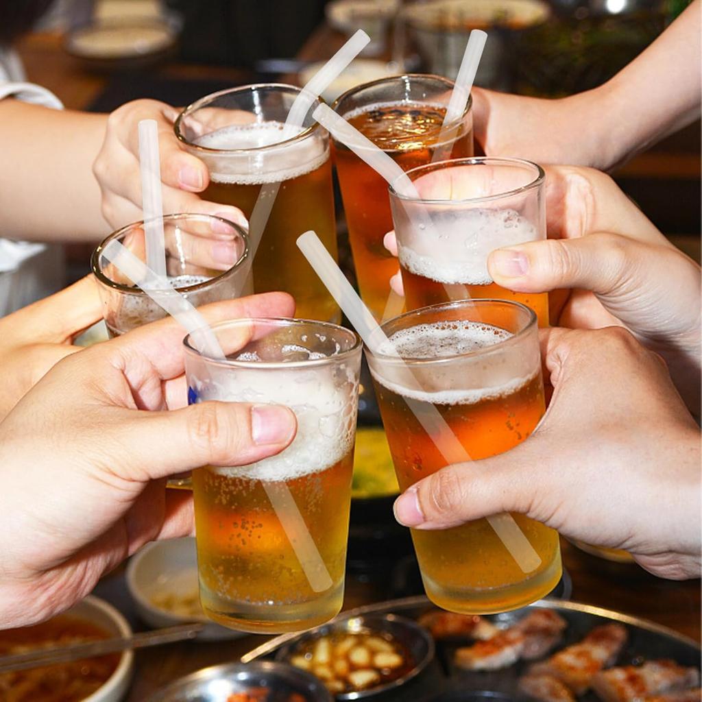 8 Pcs Glass Straws Shatter Resistant, 6” Short Glass Reble Drinking Straws with 2 Cleaning Brush, Including 4 Straight and 4 Bent Reble Straw Short