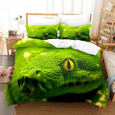 Green Snake 3D Digital Bedding Set,Duvet Cover + Pillowcase,Popular Style 2/3 pcs.(No Padding No Sheet) Queen Bedding Set
