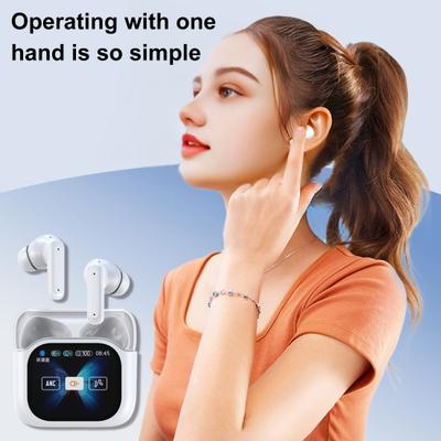 1 Paar Kabellose Ohrhörer mit Smart-Touchscreen-Etui Geräuschunterdrückung HiFi-Sound Bluetooth-kompatibel 5.4 Ohrstöpsel Sport-Lauf-Kopfhörer Ohrhörer