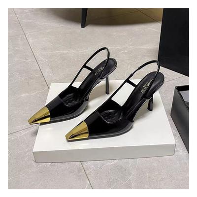 Pumps gemengde kleur holle instappers echt leer luxe elegant beknopt damesschoenen nieuw puntige neus dunne hakken super hoog