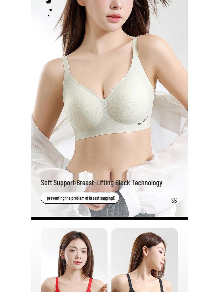 103 Medium-Thick Seamless Push-Up Bra for Women, Anti-Sagging, Wire-Free, with 2CM One-Piece Fixed Cup for Small Chest.