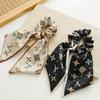 Printed Hairband for Braiding Hair, Hair Tie At The Back of The Head, Ponytail At The Top, Large Intestine-shaped Hair Ring with A Bow Accessory