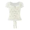 European Style Floral Lace Tie-up Mesh Blouse, Autumn 2025
