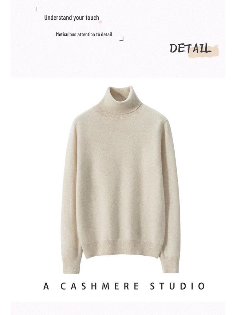 Autumn & Winter Women's Soft Cashmere High Neck Slimming Knitted Sweater