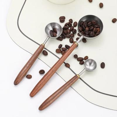 1 stück Edelstahl Kaffeebohnen Messlöffel Holzgriff Kaffee Scoop Esslöffel Hause Walnuss Holz Lange Griff Kaffee Löffel
