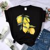 Kreatives T-Shirt mit Zitronenmuster für Damen O-Ausschnitt Lässige Kleidung Sommer Mehrfarbig Streetwear All-Match Hip Hop T-Shirt
