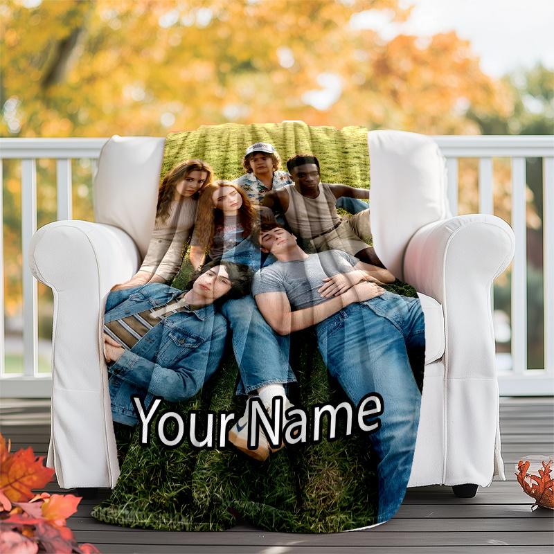 Custom Name Stranger Things Theme Printed Blanket - Perfect for Couch, Bed, Travel & Outdoor Use | Machine Washable, Cozy & Durable.