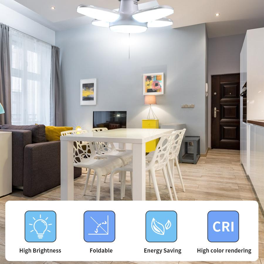 Foldable Led Bulb E27 28W AC85-265V Spotlights Fan Shape Lights Ceiling Spotlight 3000K 6000K Ultra Bright Bedroom Lamps