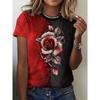 Summer Women's 3D Floral Print Crew Neck T-shirt Is Fashionable, Versatile, Trendy, Casual, and Breathable