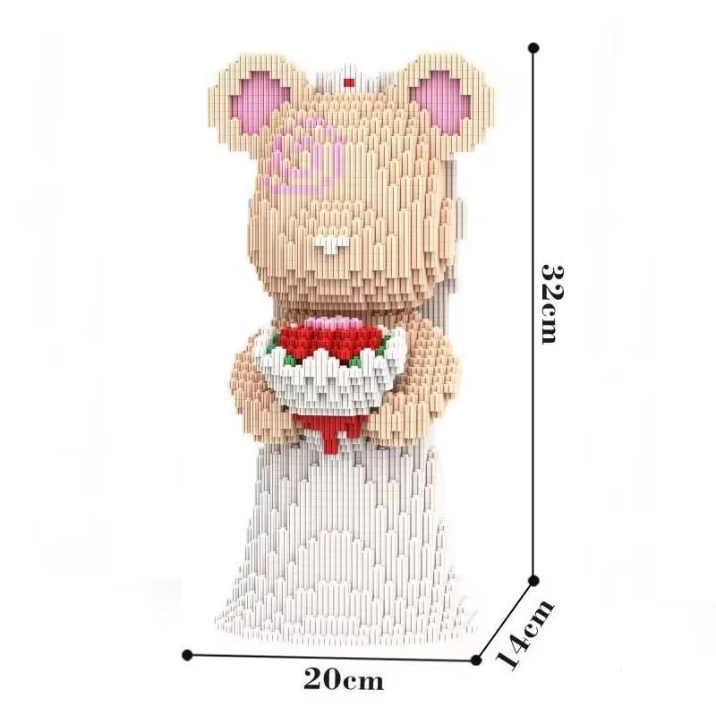 The latest violent bear series DIY romantic Valentine's Day bride and groom holiday season splicing building blocks toy model