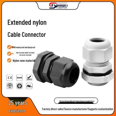 Connettore per Cavo Impermeabile in Plastica di Nylon M Metrico con Pressacavo a Dado di Bloccaggio a Doppia Testa