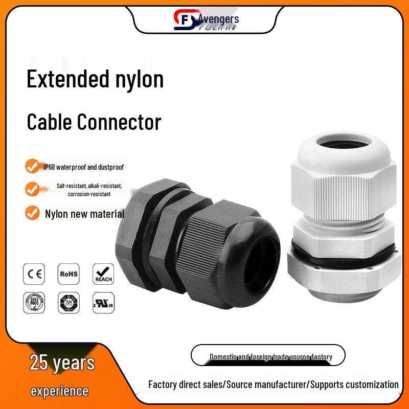M Metrischer Nylon-Kunststoff Wasserdichter Kabelverbinder mit Doppelkopf-Kontermutterverschraubung